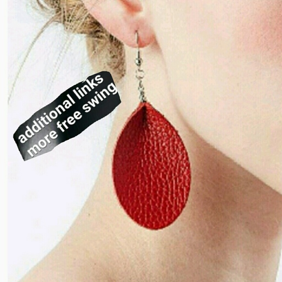 /NEW Red Genuine Leather Free Flow Teardrops - Picture 2 of 8